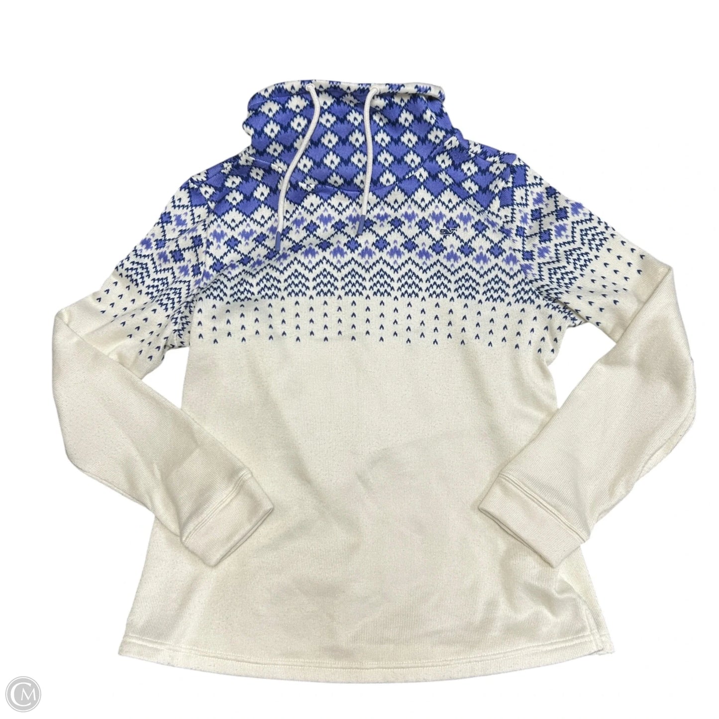 Sweatshirt Collar By Vineyard Vines In Blue & Cream, Size: S