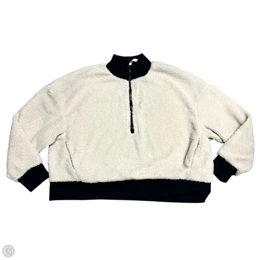 Athletic Sweatshirt Collar By Fabletics In Black & Cream, Size: 1x