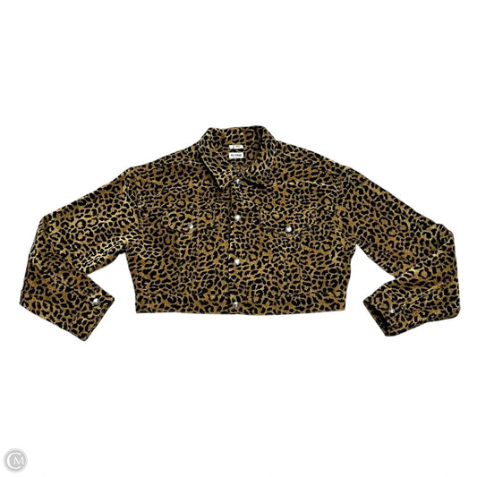 Jacket Denim By Re/Done In Leopard Print, Size: L