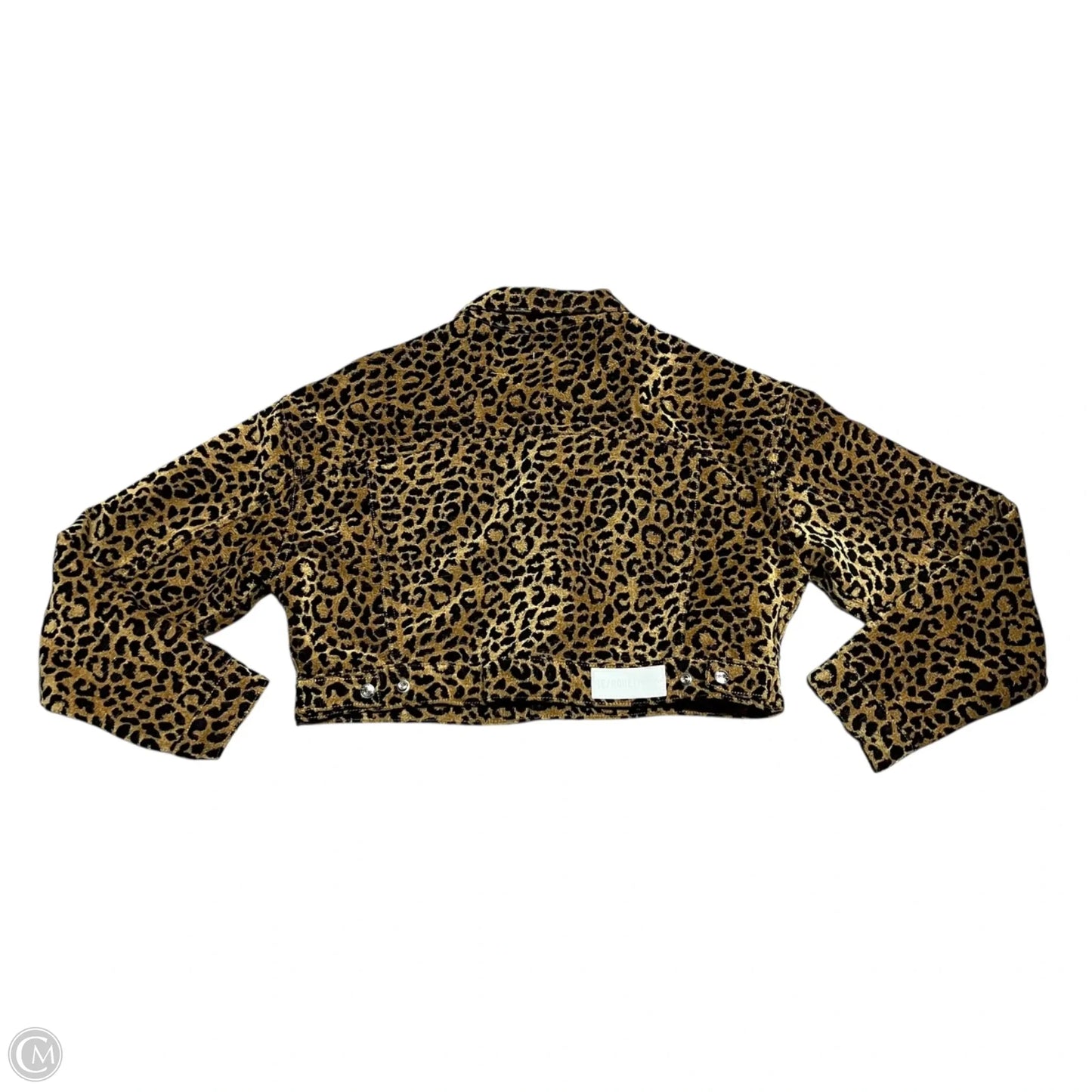 Jacket Denim By Re/Done In Leopard Print, Size: L