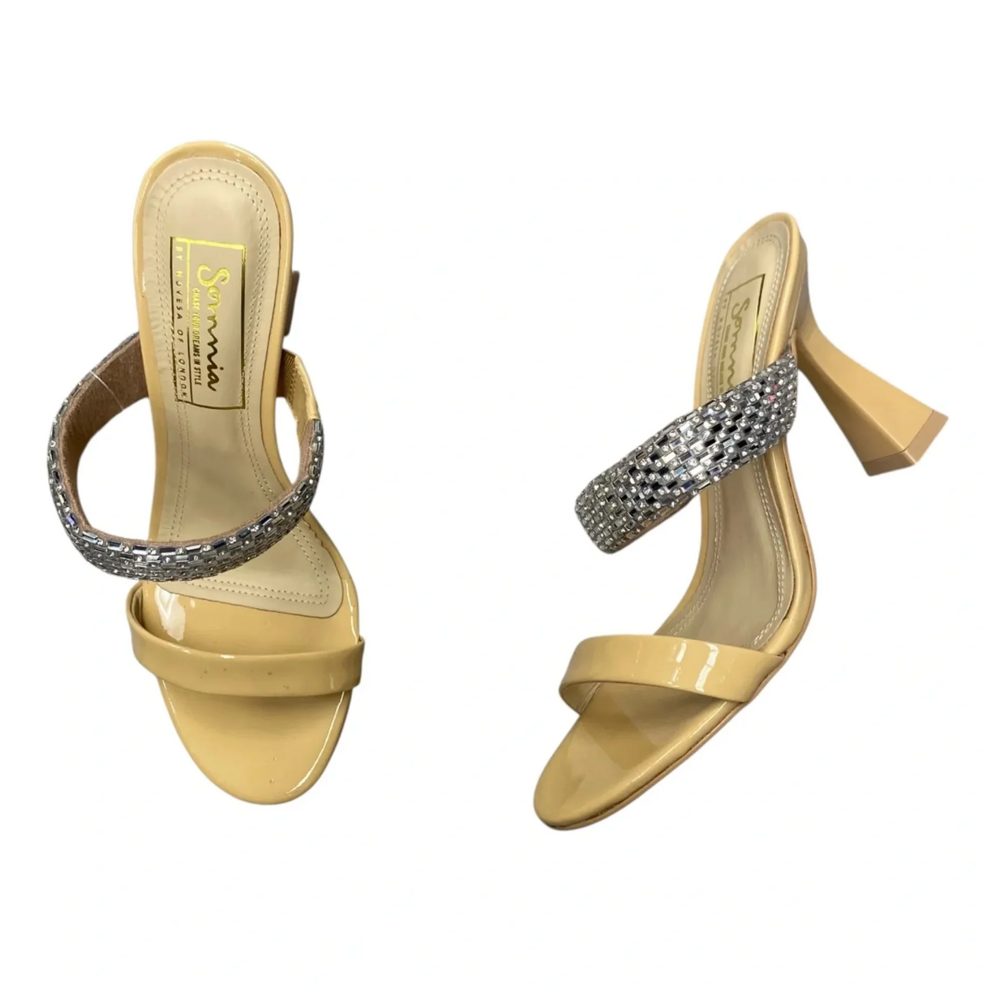 Sandals Heels Kitten By Somnia In Tan, Size: 5