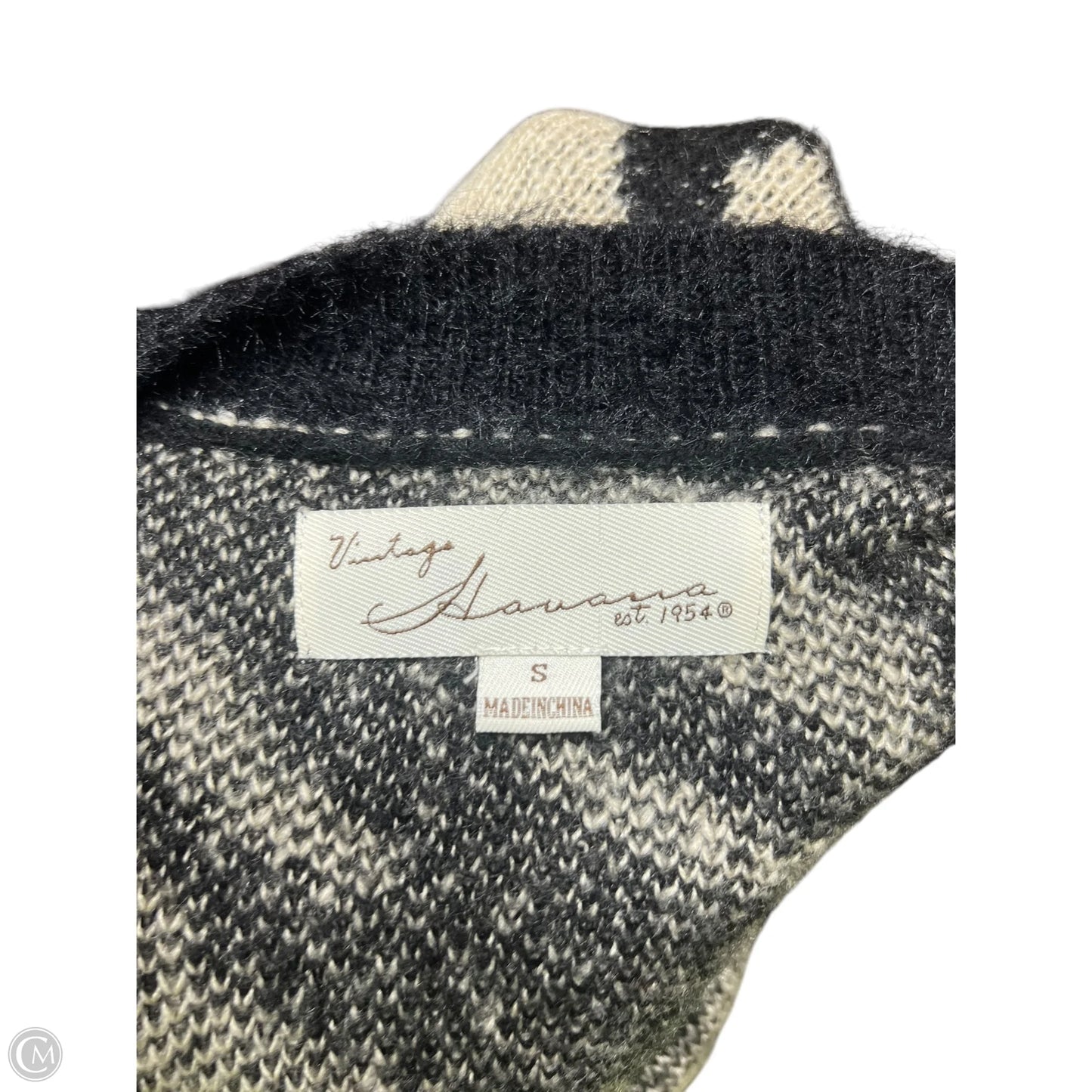 Sweater Cardigan By Vintage Havana In Black & Cream, Size: S