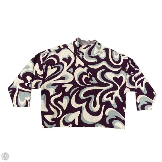 Sweater By Maeve In Cream & Purple, Size: 1x