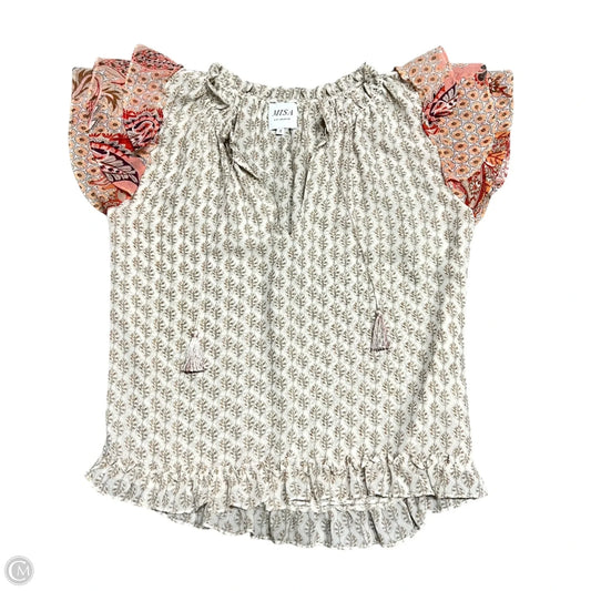 Top Sleeveless Designer By Misa In Cream & Orange, Size: S