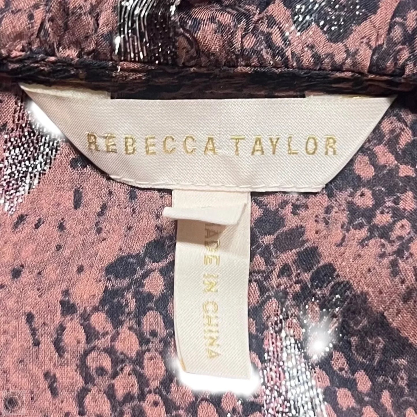 Top Short Sleeve By Rebecca Taylor In Snakeskin Print, Size: Xs