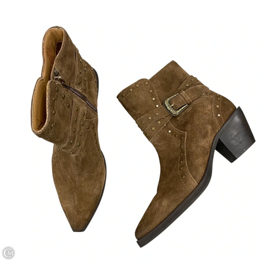 Boots Ankle Heels By Crown Vintage In Brown, Size: 7