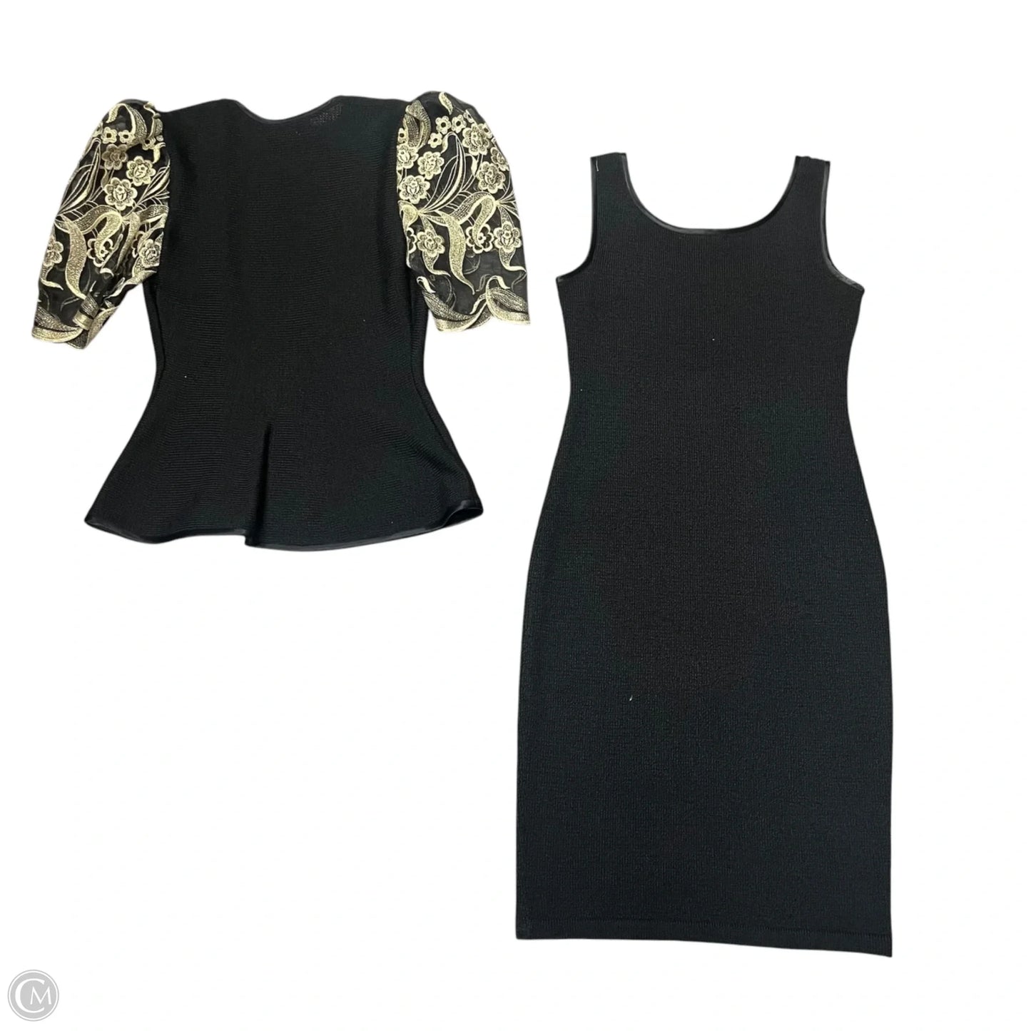 Dress Set 2pc By Cache In Black & Gold, Size: S