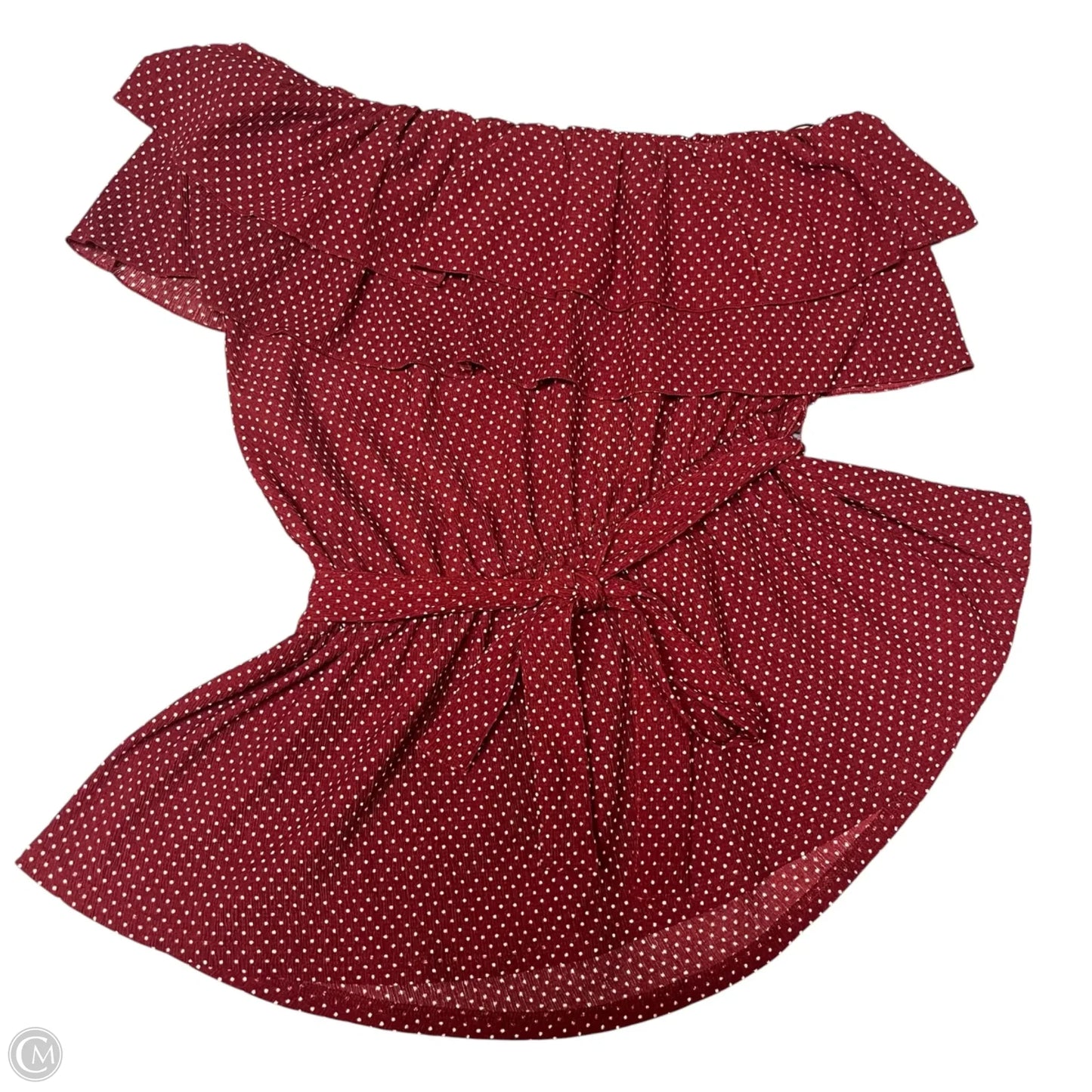 Top Sleeveless By Maeve In Red & White, Size: 1x