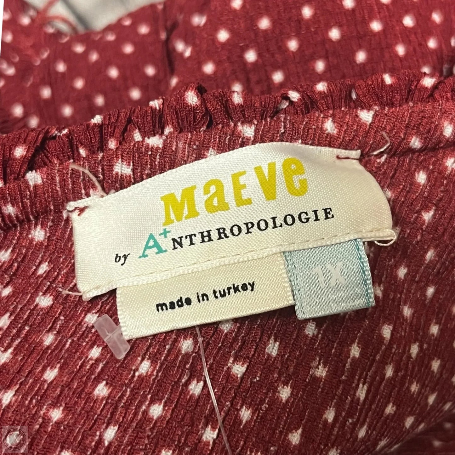 Top Sleeveless By Maeve In Red & White, Size: 1x
