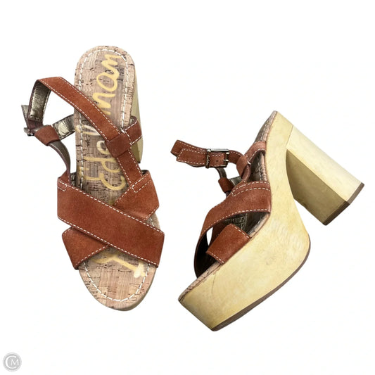 Sandals Heels Block By Sam Edelman In Orange, Size: 9