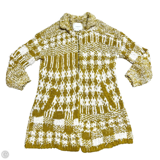 Sweater Cardigan By Anthropologie In White & Yellow, Size: Xs