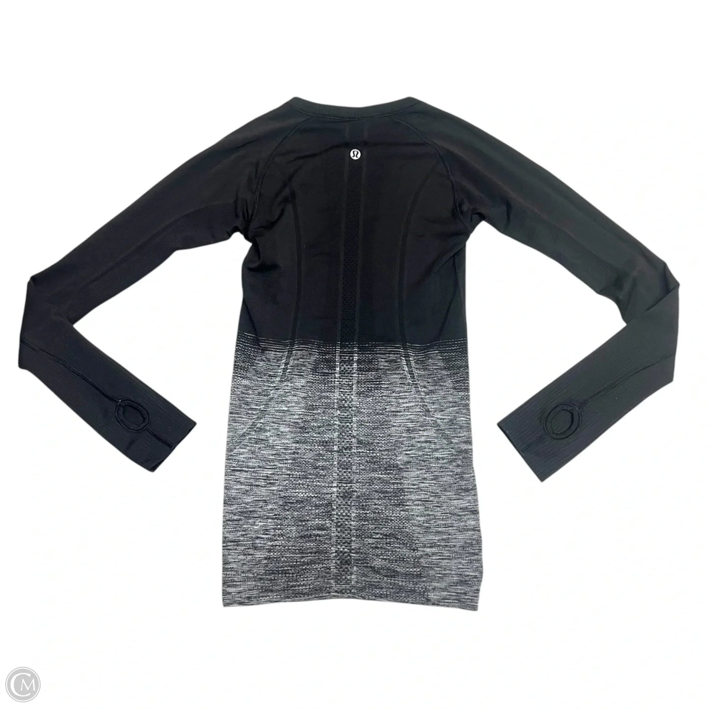 Athletic Top Long Sleeve Collar By Lululemon In Black & Grey, Size: Xs