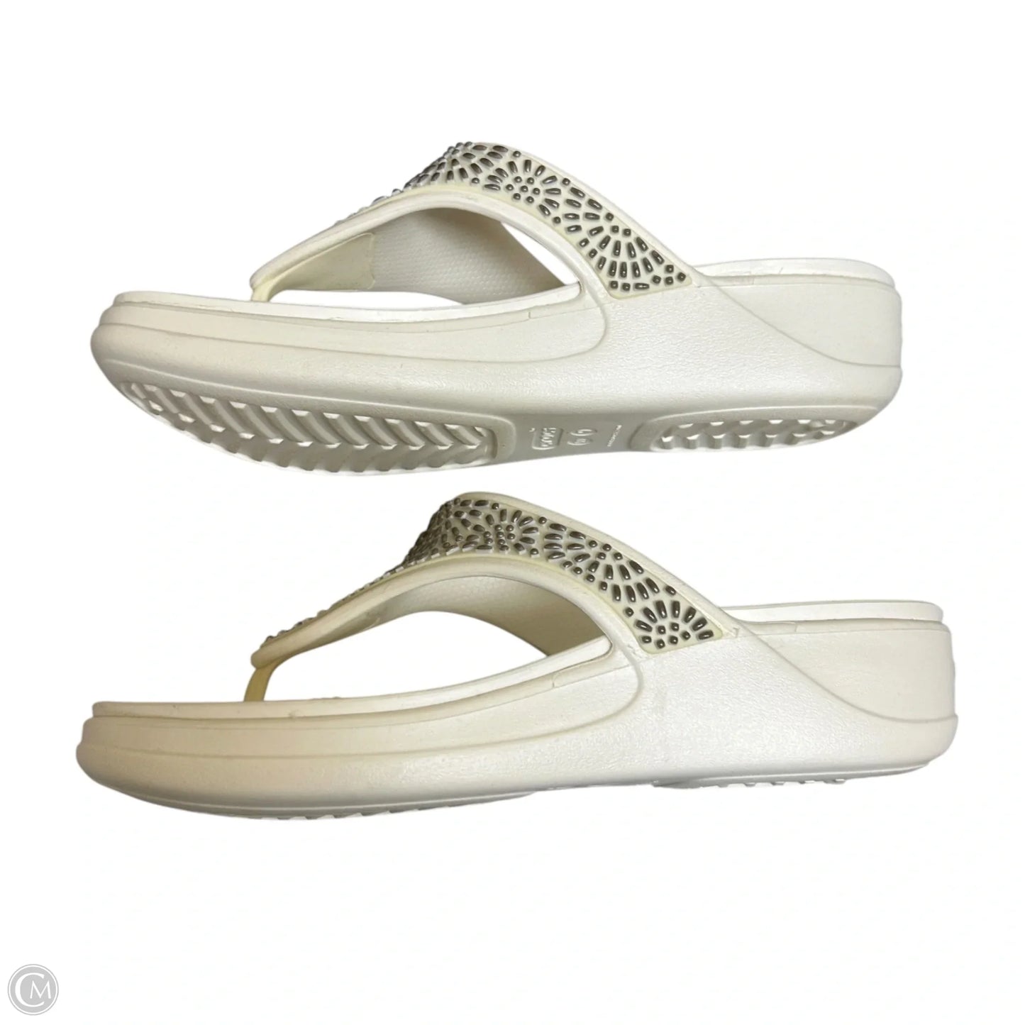 Sandals Heels Platform By Crocs In Cream, Size: 9