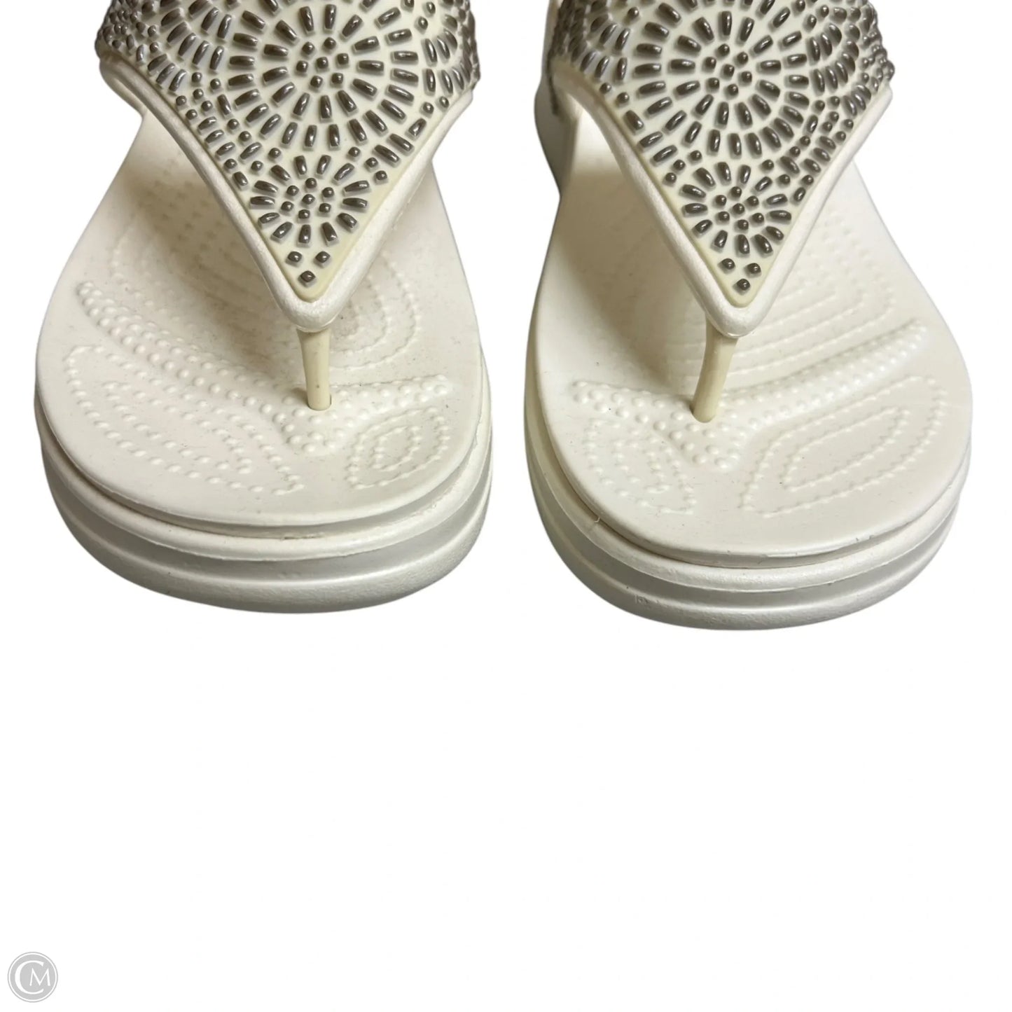 Sandals Heels Platform By Crocs In Cream, Size: 9