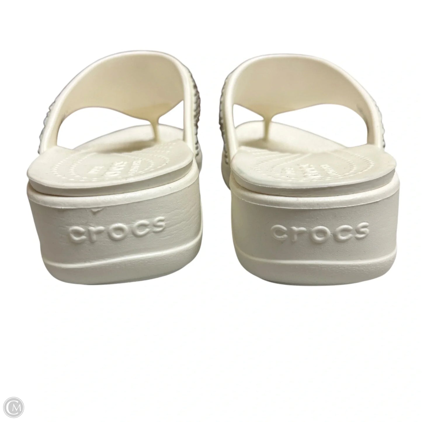Sandals Heels Platform By Crocs In Cream, Size: 9
