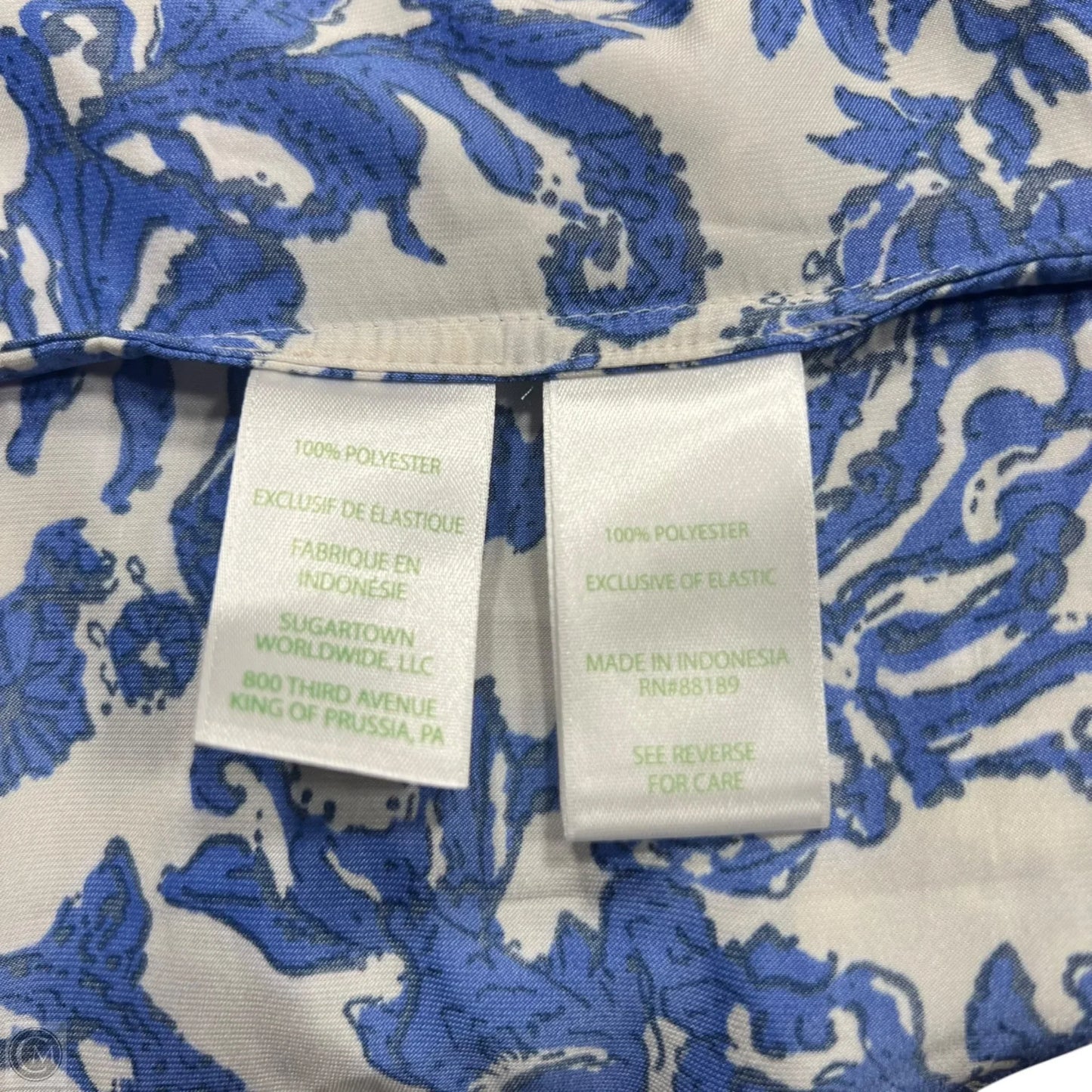 Top 3/4 Sleeve Designer By Lilly Pulitzer In Blue & Cream, Size: S