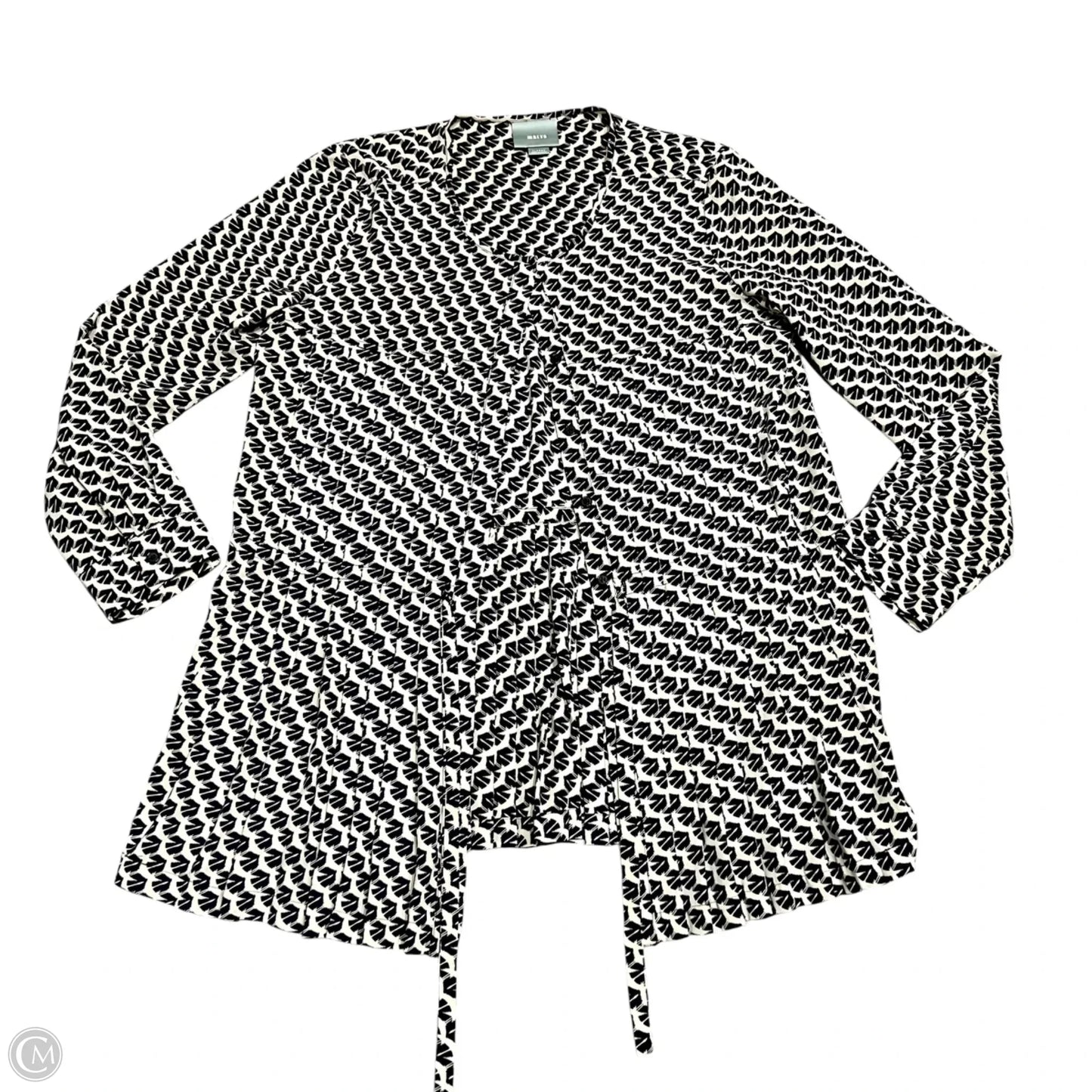 Top Long Sleeve By Maeve In Blue & Cream, Size: Xl