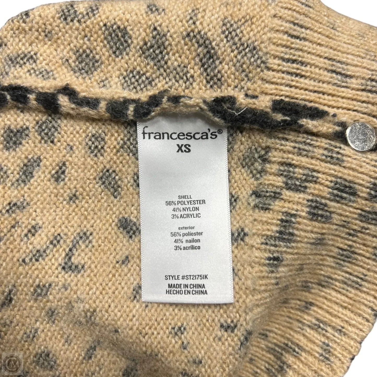 Sweater Cardigan By Francesca's In Leopard Print, Size: Xs