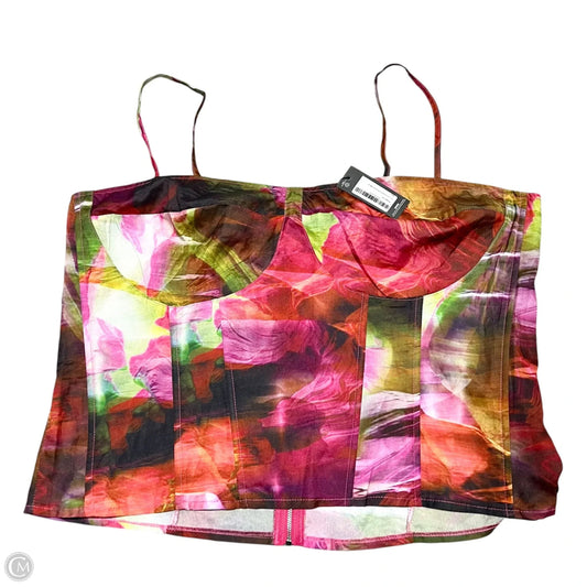 Top Sleeveless By Pretty Little Thing In Green & Pink, Size: 1x