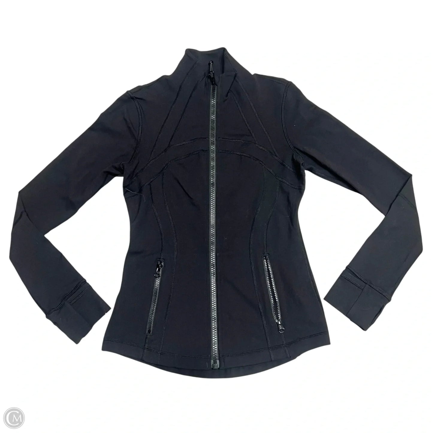 Athletic Top Long Sleeve Collar By Lululemon In Black, Size: S
