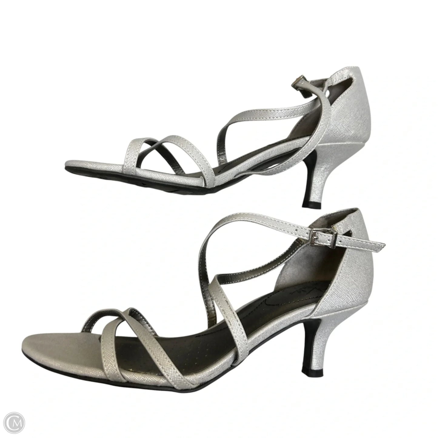 Sandals Heels Kitten By Life Stride In Silver, Size: 8