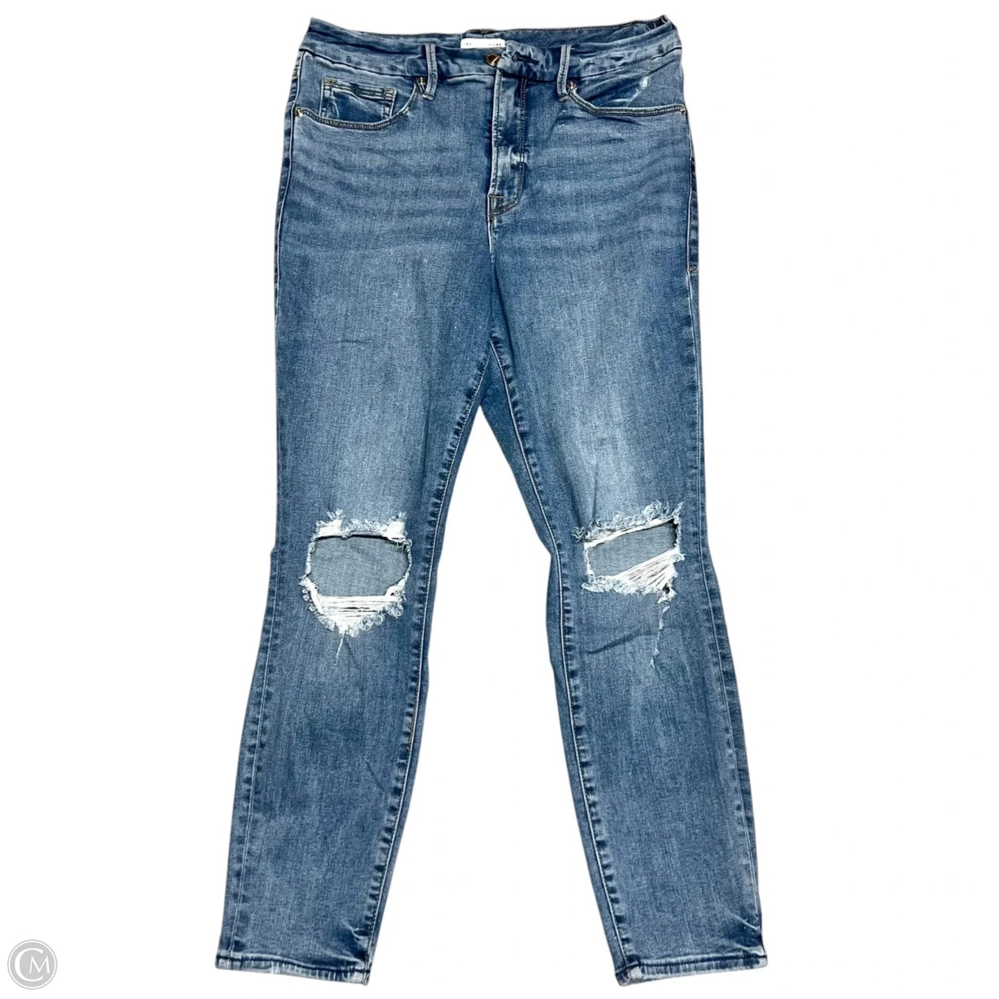 Jeans Skinny By Good American In Blue Denim, Size: 12