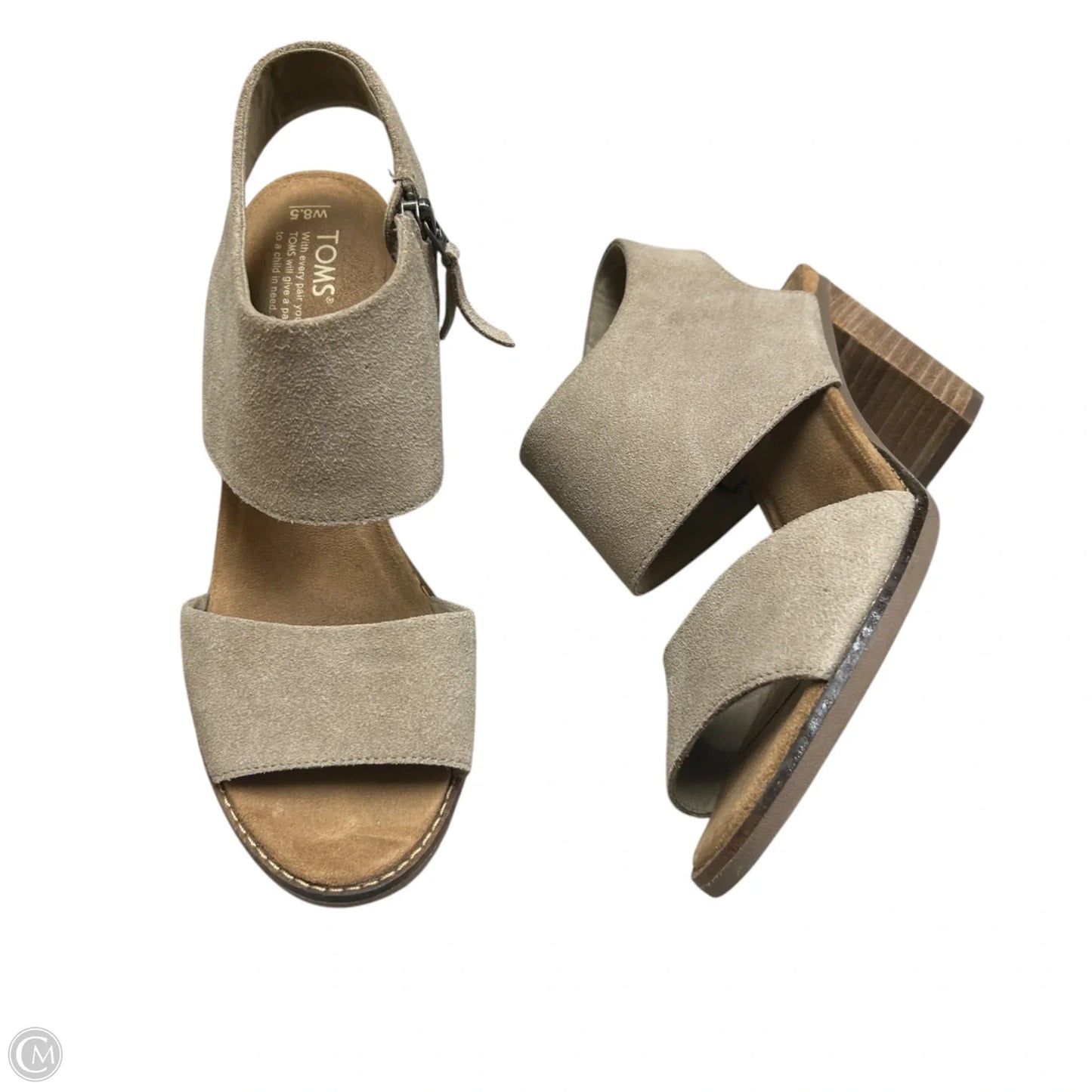 Sandals Heels Block By Toms In Taupe, Size: 8.5