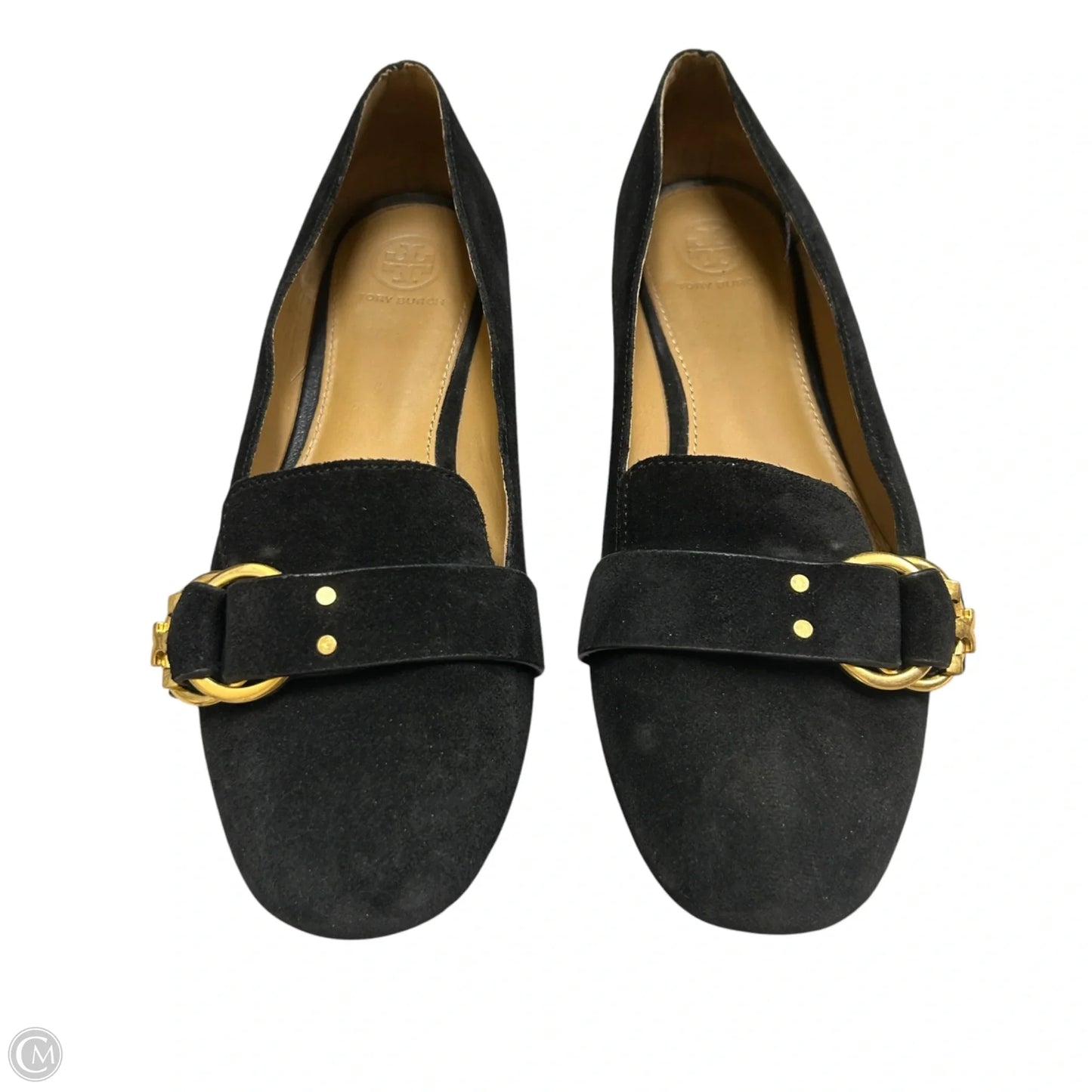 Shoes Designer By Tory Burch In Black & Gold, Size: 8.5