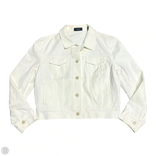 Jacket Denim By Theory In White Denim, Size: M