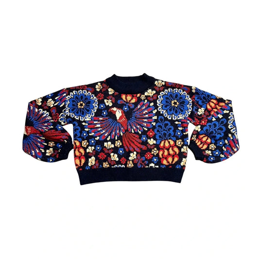 Sweater By Farm Rio In Blue & Red, Size: M