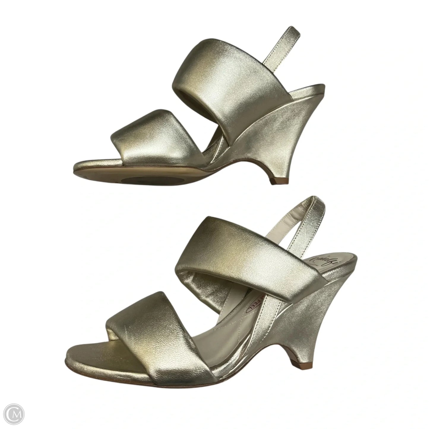 Sandals Heels Block By Amalfi In Gold, Size: 6.5