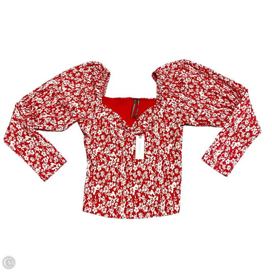 Top Long Sleeve By Anthropologie In Red & White, Size: S