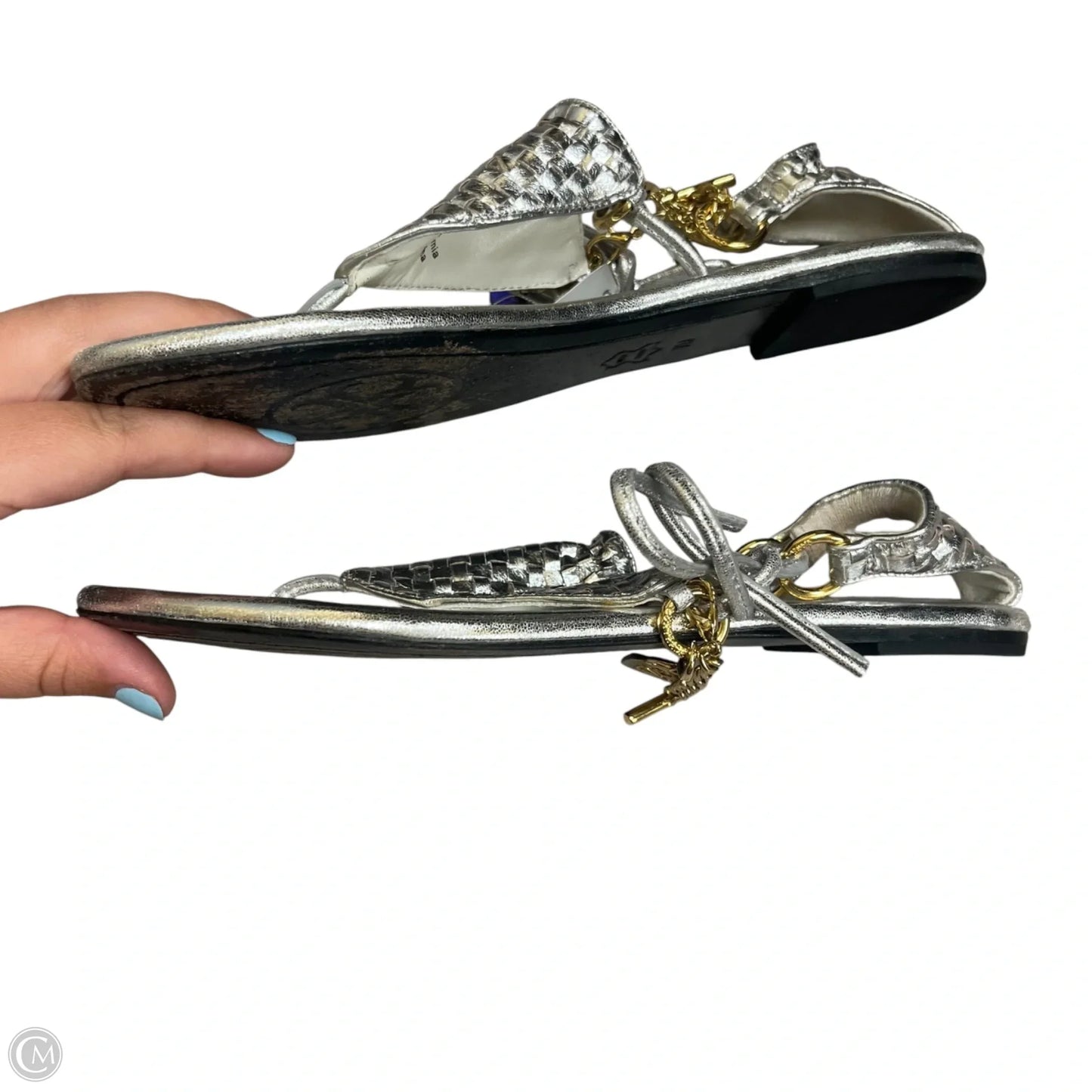 Sandals Flats By Luxtrada In Silver, Size: 7