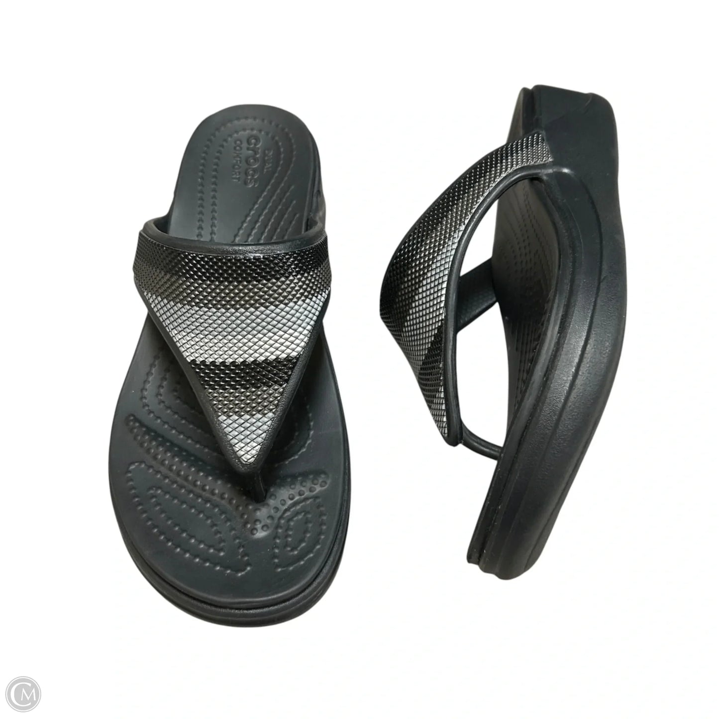 Sandals Heels Platform By Crocs In Black, Size: 6