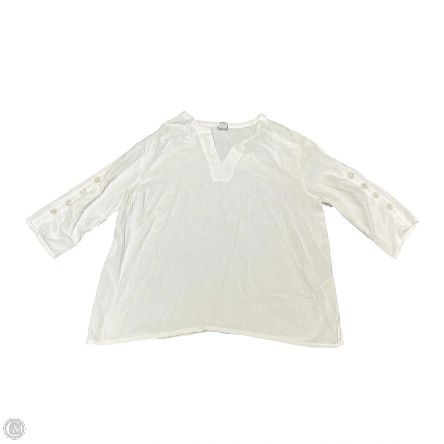 Top 3/4 Sleeve By Chicos In White, Size: Xl