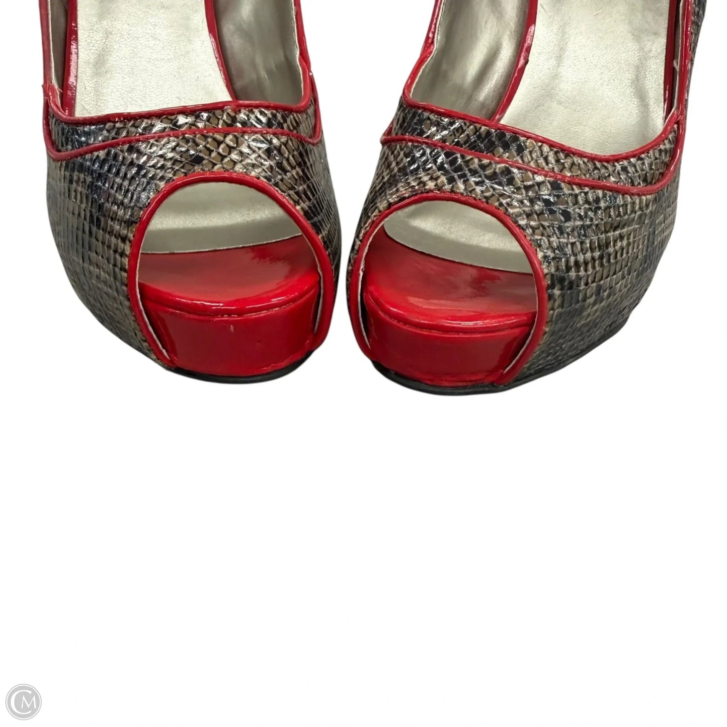 Sandals Heels Stiletto By Guess In Snakeskin Print, Size: 9.5