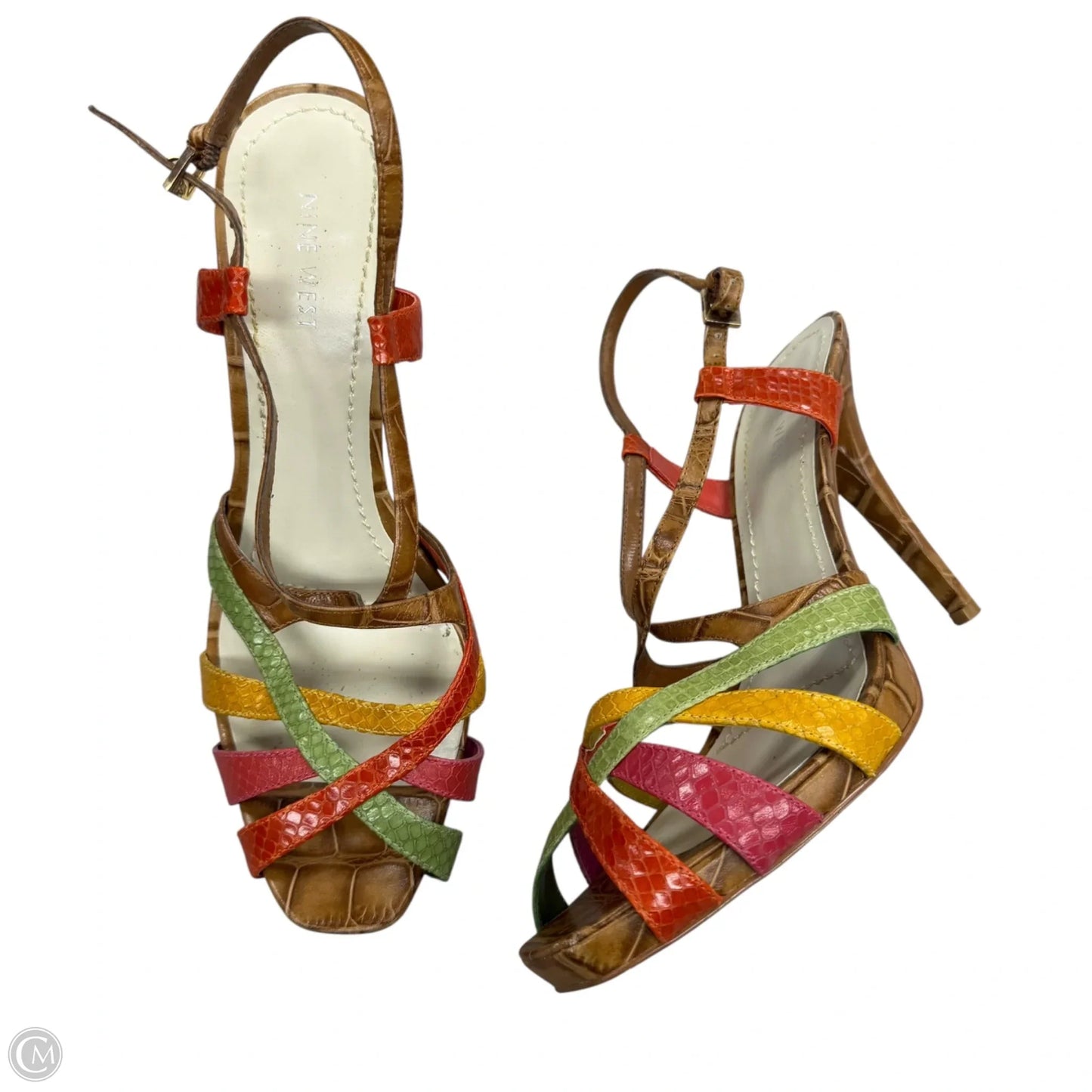 Sandals Heels Stiletto By Nine West In Orange & Tan, Size: 9