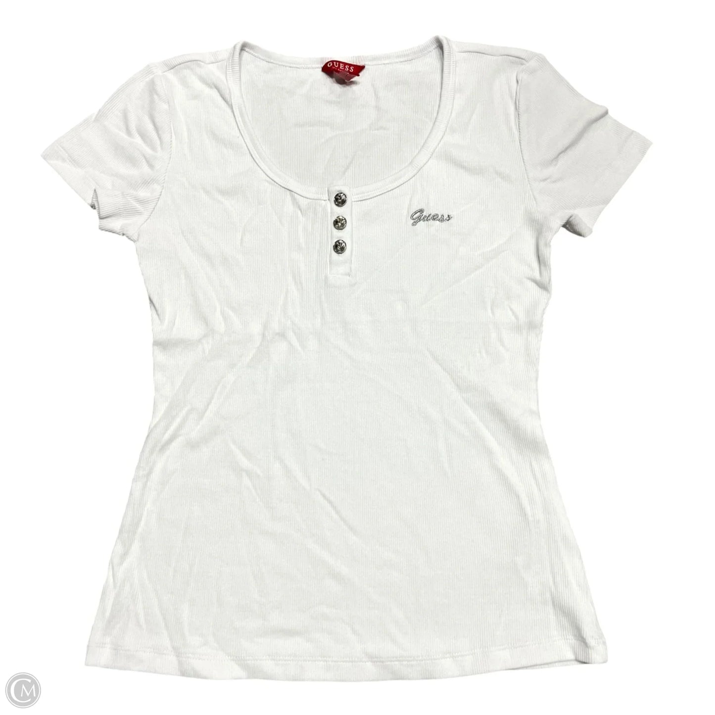 Top Short Sleeve By Guess In White, Size: L