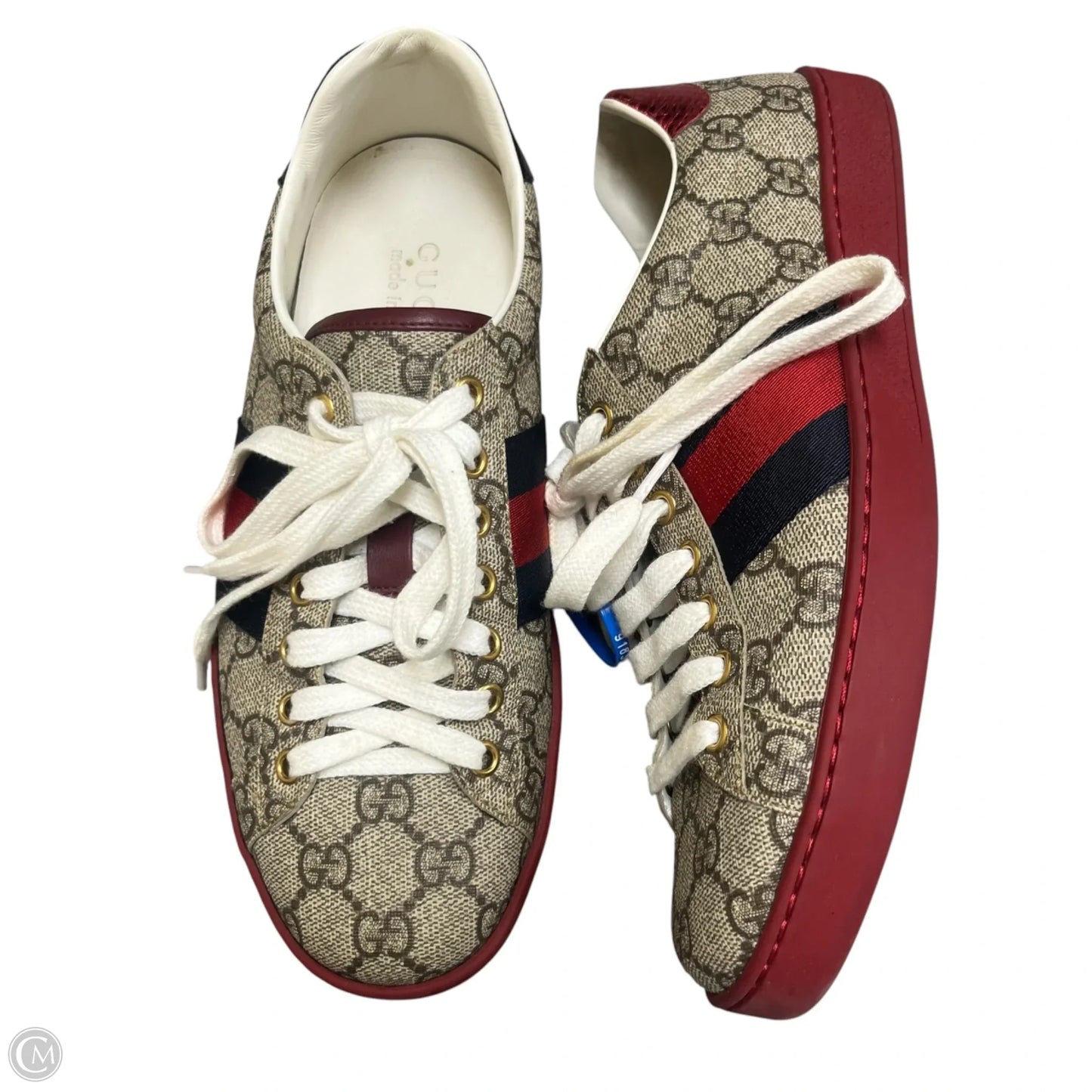 Shoes Luxury Designer By Gucci In Blue & Red, Size: 6.5