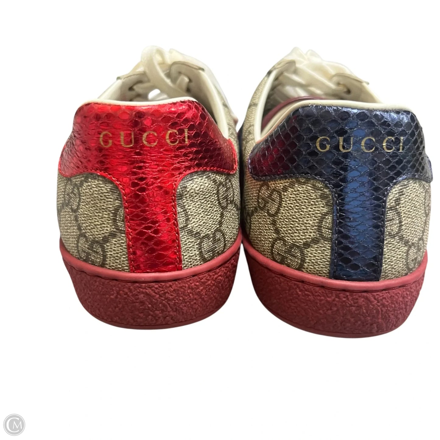 Shoes Luxury Designer By Gucci In Blue & Red, Size: 6.5