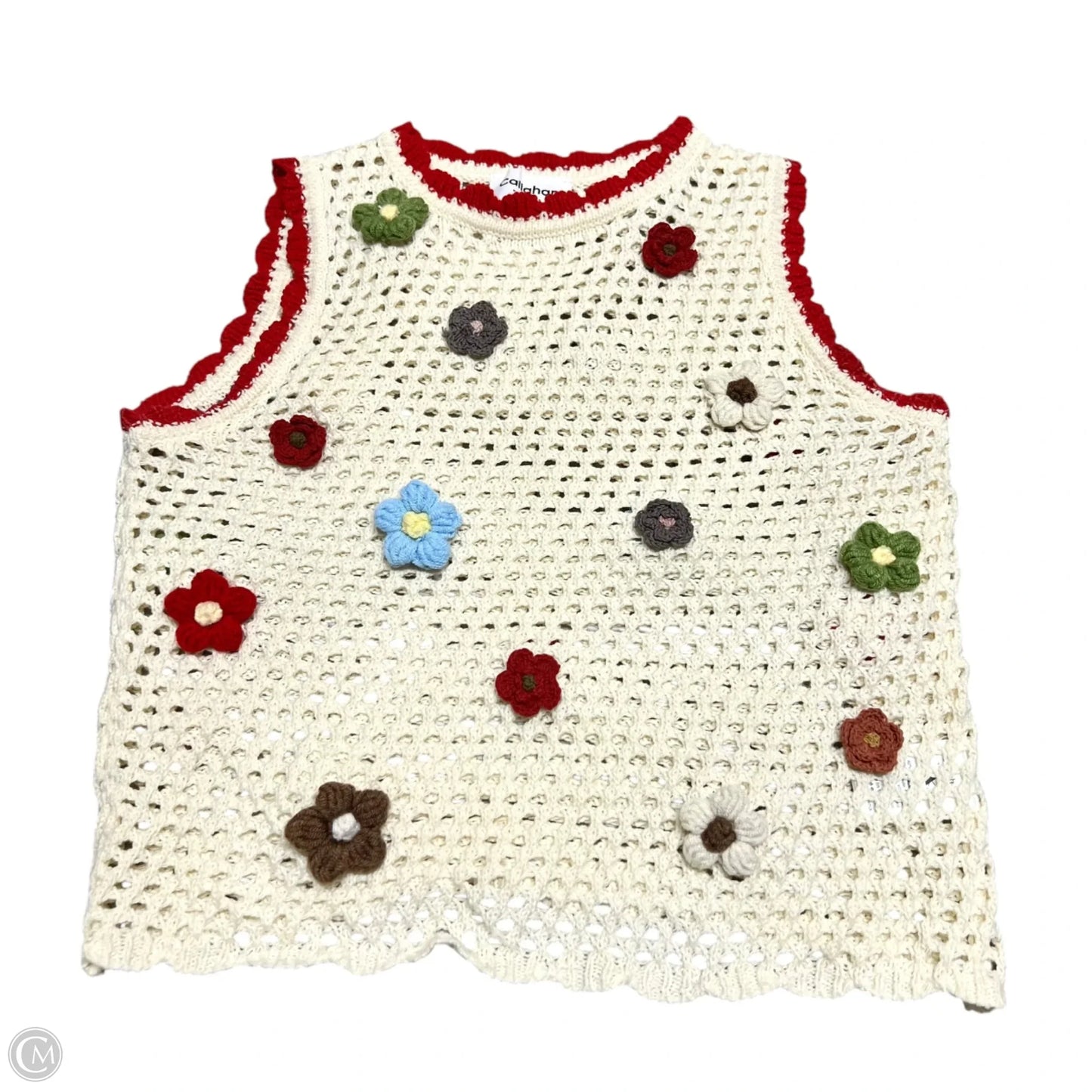 Top Sleeveless By Callahan In Cream & Red, Size: Xs