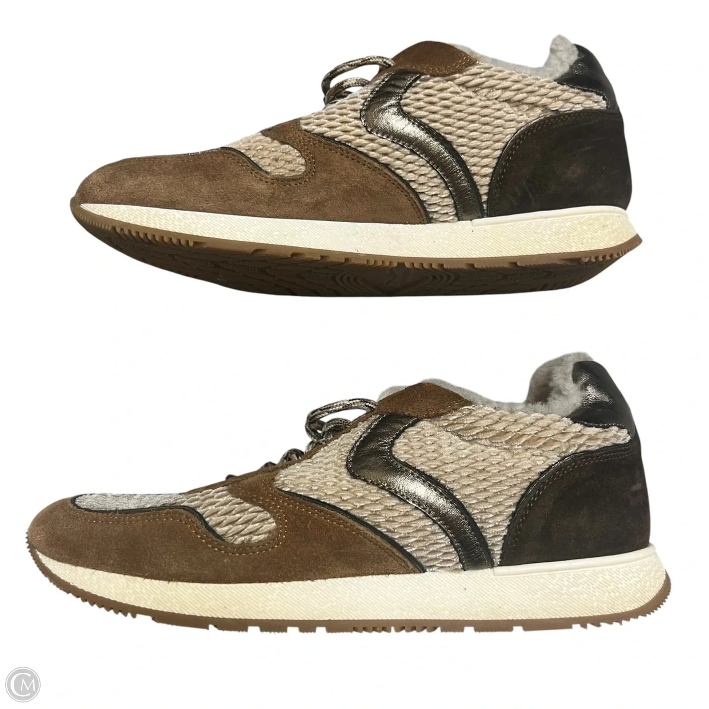 Shoes Sneakers By Voile Blanche In Brown & Cream, Size: 10.5