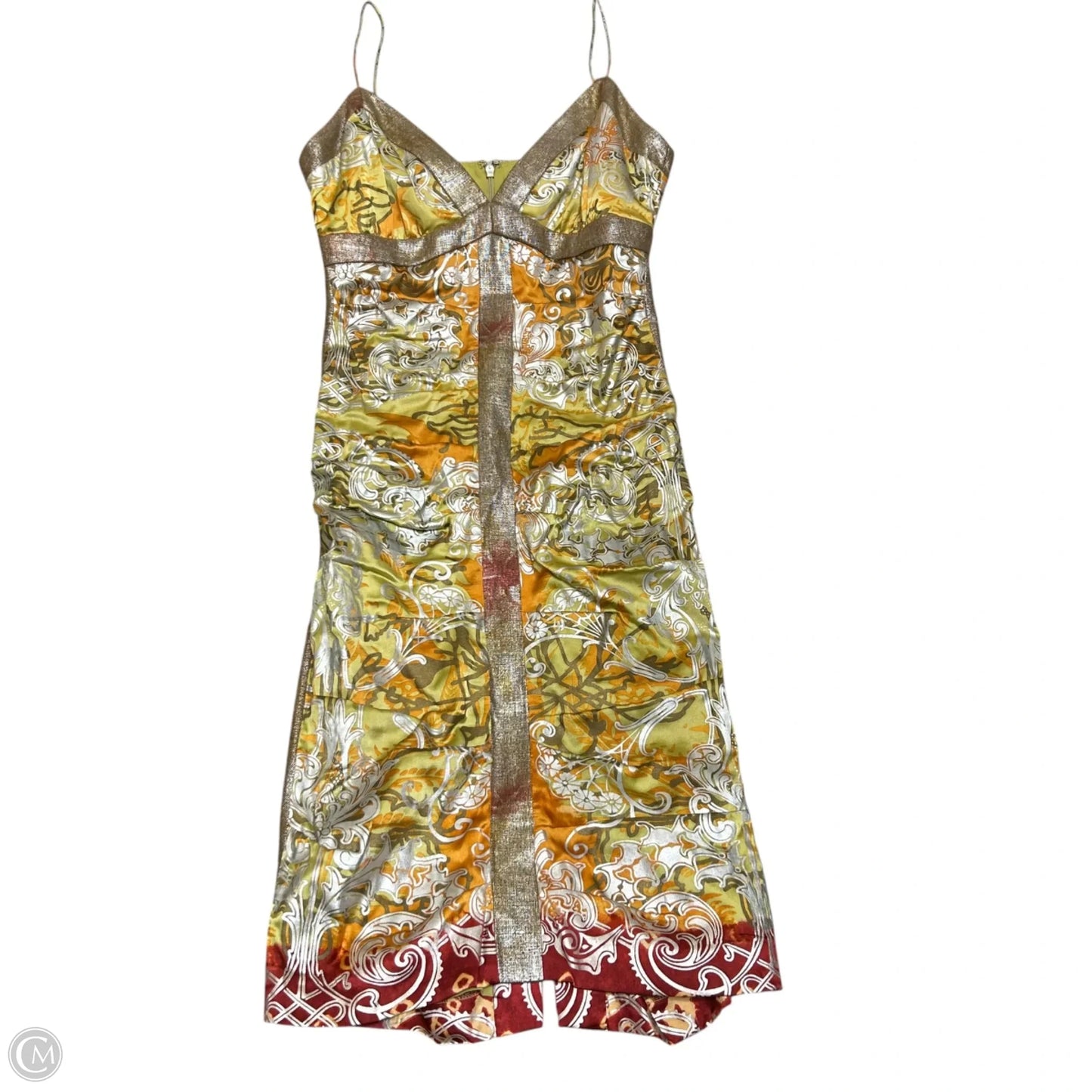 Dress Party Short By Nicole Miller In Green & Orange, Size: S
