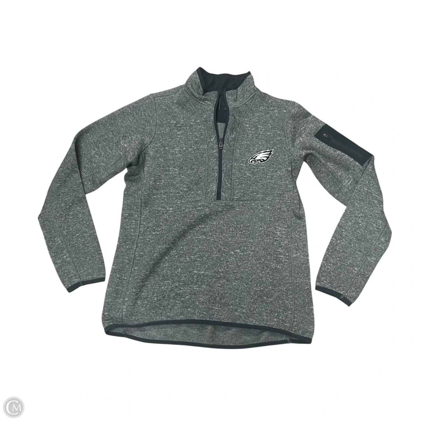 Athletic Sweatshirt Collar By Antigua In Green & Grey, Size: M