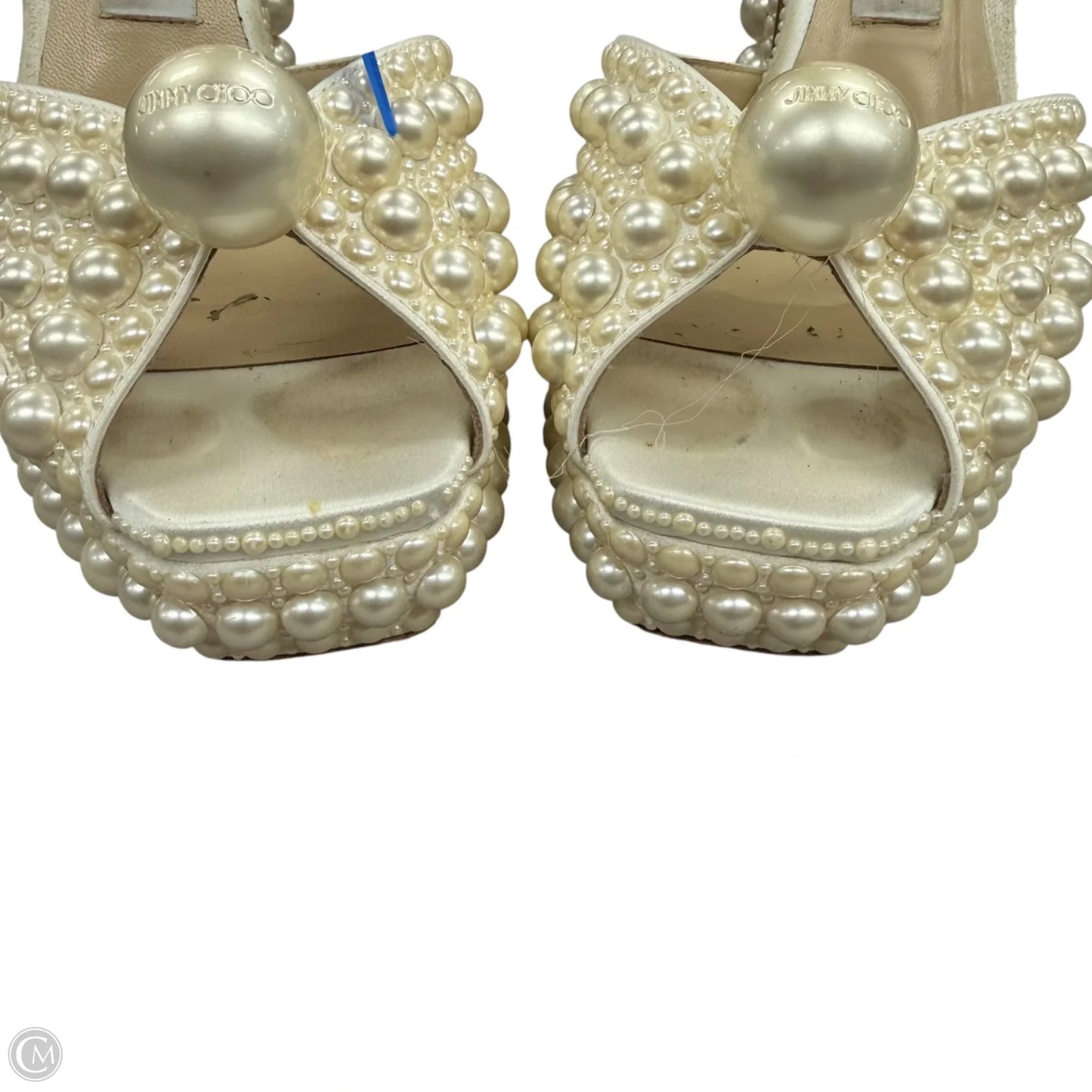 Sandals Luxury Designer By Jimmy Choo In Cream, Size: 8.5