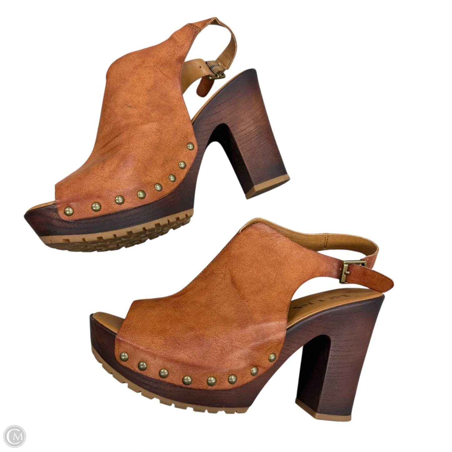 Sandals Heels Block By Korks In Tan, Size: 8
