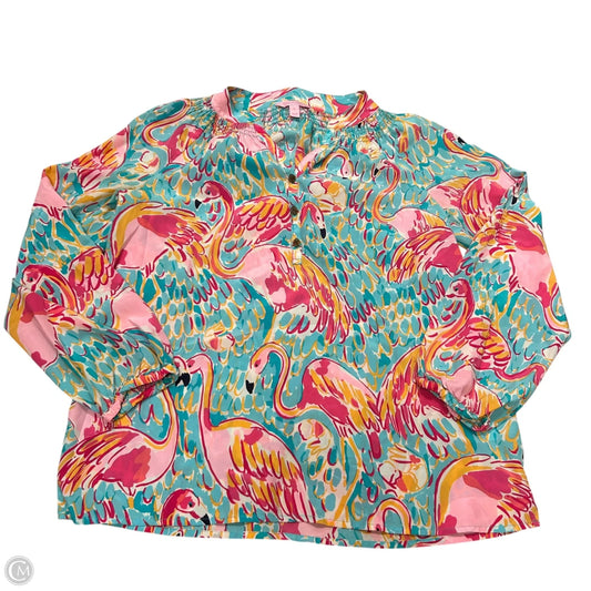 Top Long Sleeve Designer By Lilly Pulitzer In Blue & Orange, Size: S