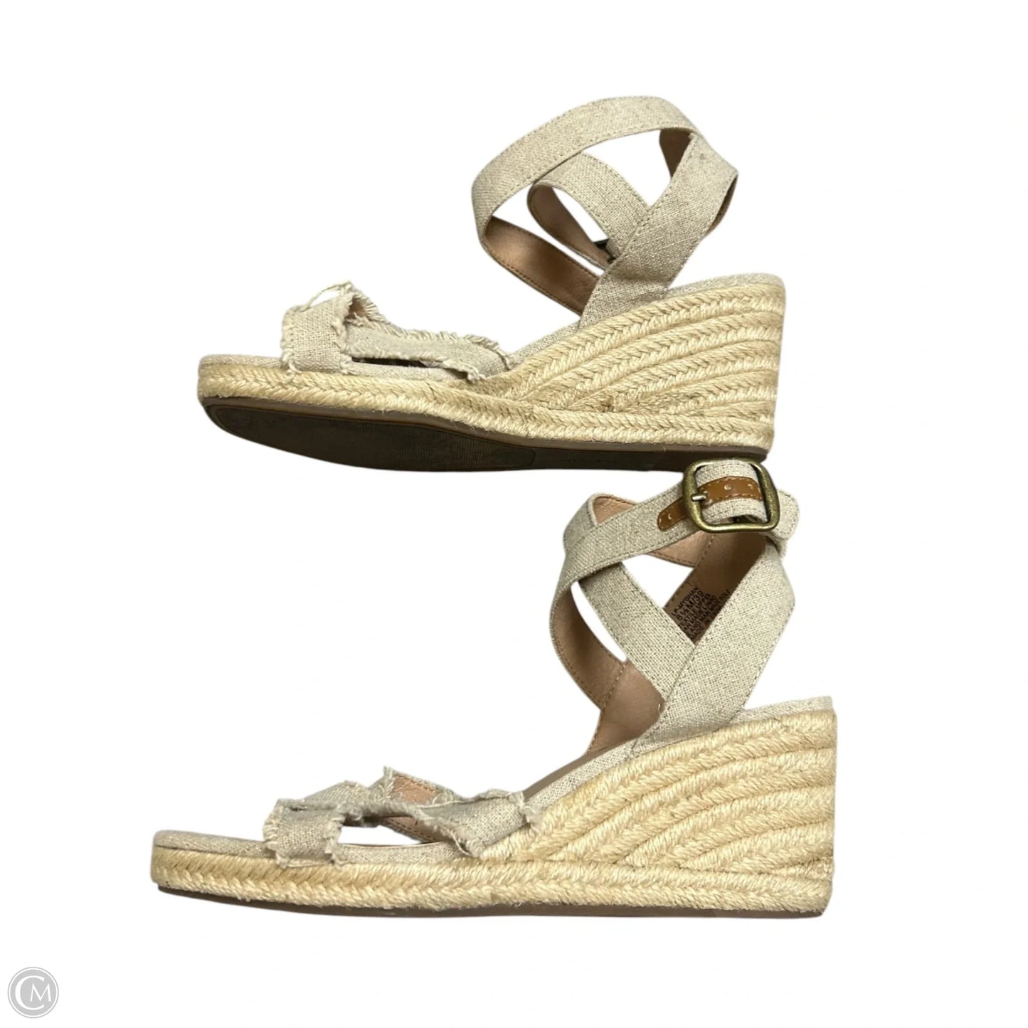 Sandals Heels Wedge By Lucky Brand In Tan, Size: 8.5