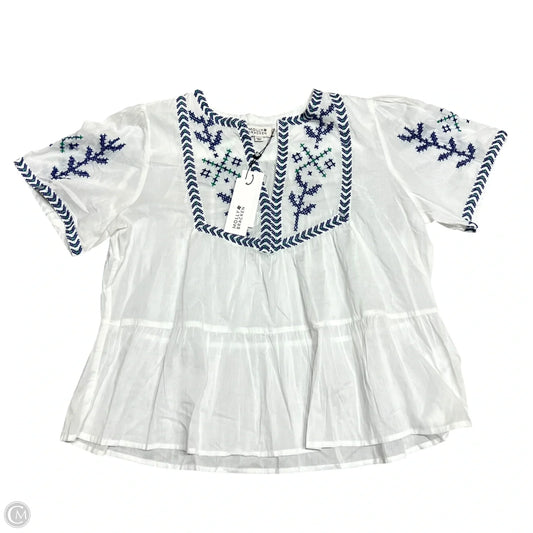 Top Short Sleeve By Molly Bracken In Blue & White, Size: Xl