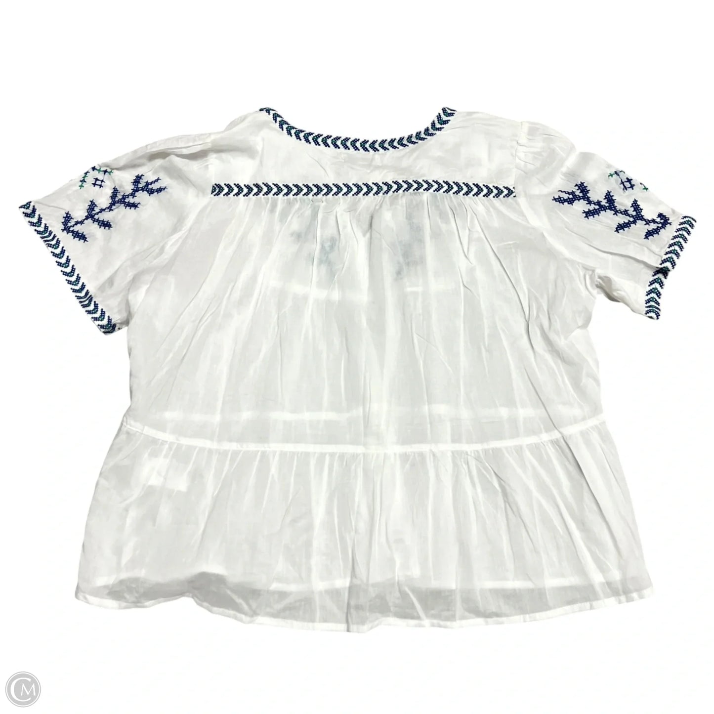 Top Short Sleeve By Molly Bracken In Blue & White, Size: Xl